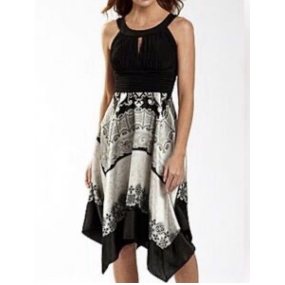 Women's Y2K Satin Handkerchief Hem Dress Cocktail Whimsigoth Dark Fairy Size 8